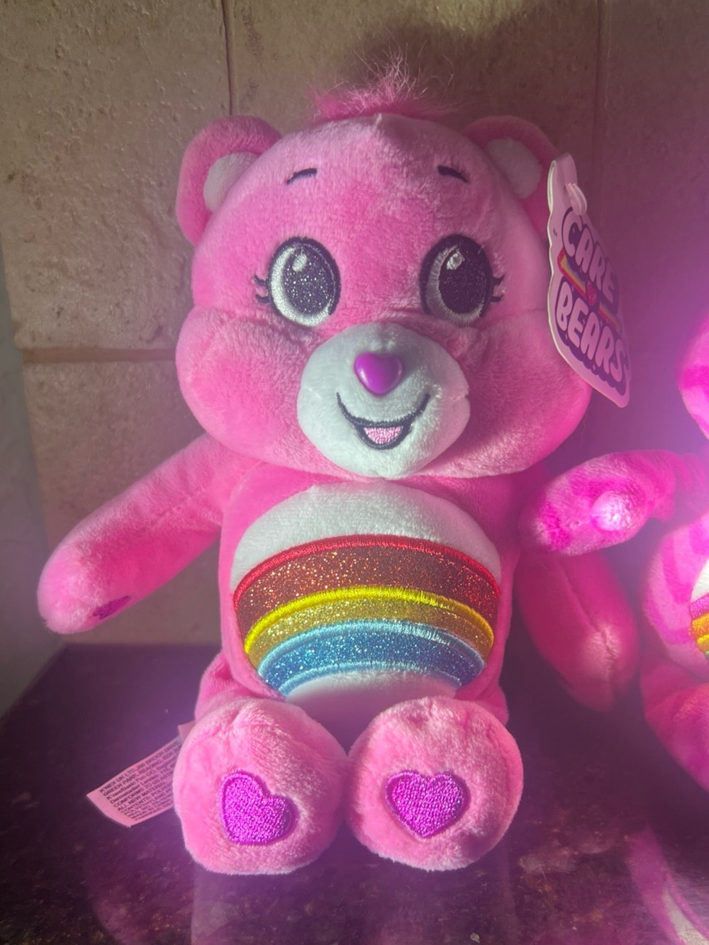 Care Bears Pink Plush Rainbow Belly Stuffed Toy set of 2